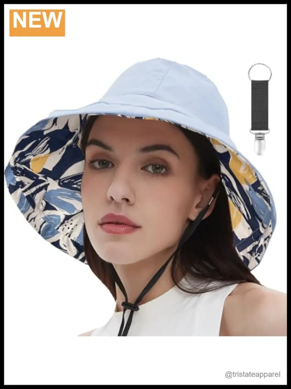 Women's Reversible Bucket Sun Hat with Wide Brim UPF50+ Cotton